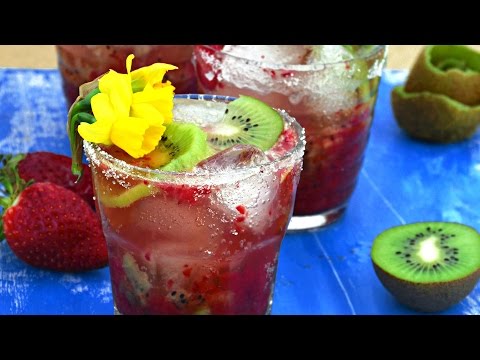 Strawberry Kiwi Sparkling Cooler | Strawberry Mocktail Recipe