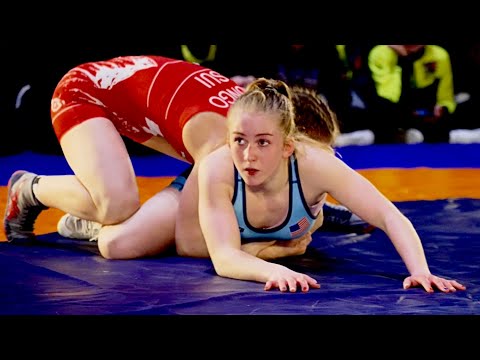 Friendly Europe vs USA. 46kg S. Jungo (SUI) vs T. Stoshak (USA). Women youth wrestling.