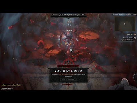 Diablo 4 - Best Uber Lilith Attempt (0.1% wipe P2) Ice Sorc SSF day21
