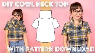 DIY Cowl Neck Top Tutorial With Pattern Download  