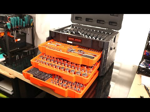 VEVOR Mechanics Tool Set and Socket Set, 450 Pcs, 1/4, 3/8 and 1/2 inch Drive Deep and Standard