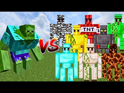 MUTANT ZOMBIE vs ALL GOLEMS | Minecraft Mob Battle