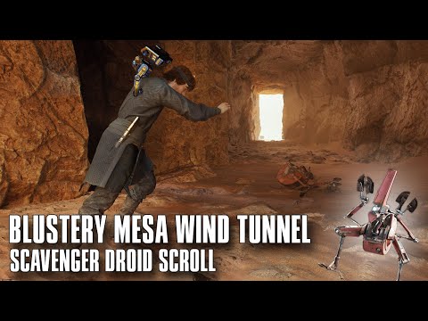 How to get Blustery Mesa's "wind tunnel" Jedha Scroll from Scavenger Droid - Jedi Survivor Guide