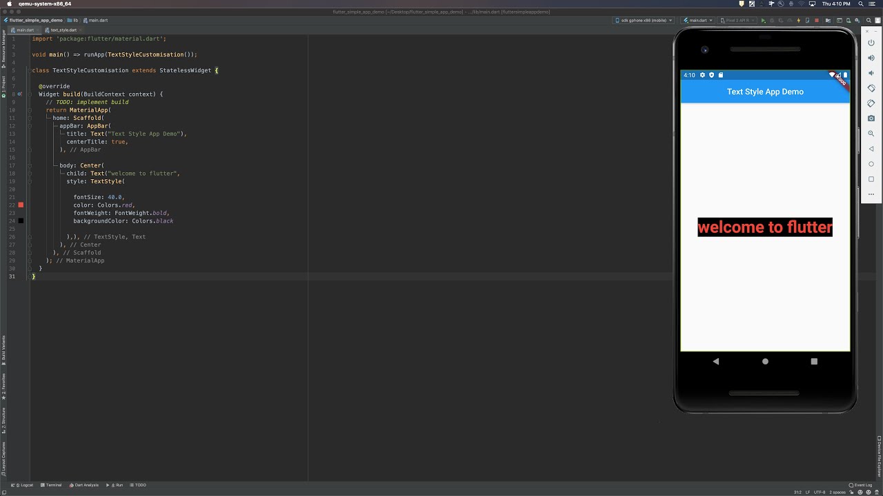 TextStyle Customisation in Flutter