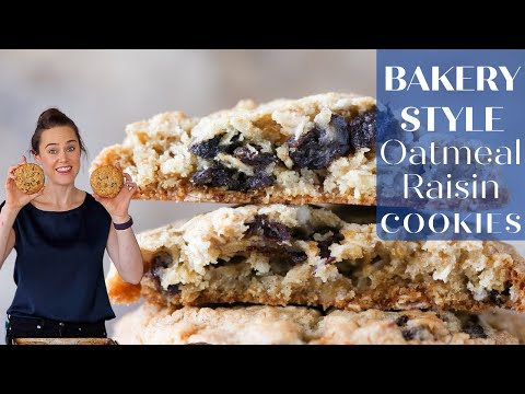 BAKERY STYLE OATMEAL RAISIN COOKIES: How to make soft and chewy oatmeal raisin cookies!
