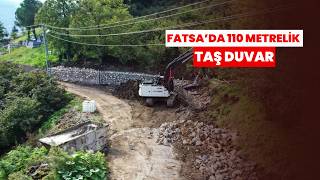 FATSA’DA 110 METRELİK TAŞ DUVAR: MEHMET AKİF MAHALLESİ’NDE YOL KENARI GÜÇLENDİRİ