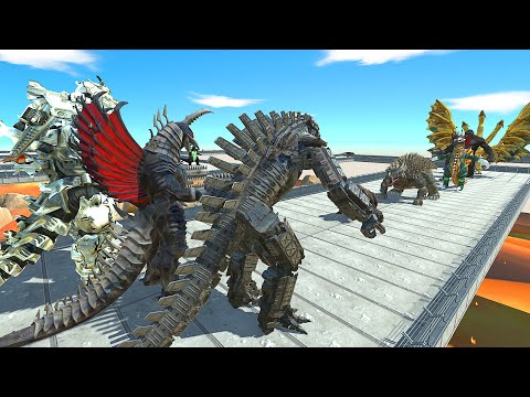 X3 MECHA GODZILLA LAVA DEATH RUN VS GHIDORAH - Animal Revolt Battle Simulator