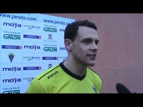 Grzegorz Mania, napastnik Jaroty Hotel Jarocin po meczu Jarota   Zagłebie