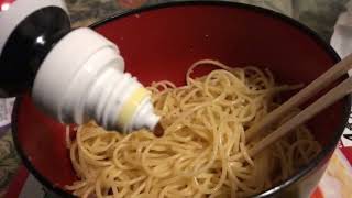和風パスタにポン酢をかけてみた