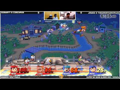 SWBB #59  James & TheGreatGonzales vs CoachPun & SSBMatt  Winners Semi Finals   Smash 4 Doubles