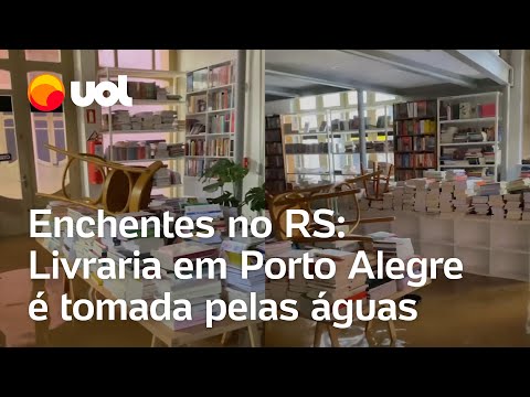 Enchentes no RS: Livraria fica inundada em Porto Alegre após chuvas devastadoras no estado; vídeo