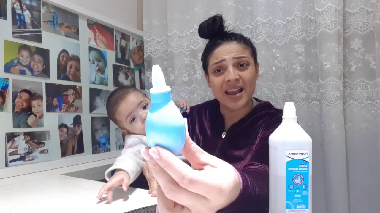 Nariz entupido LIMPANDO O NARIZ DO BEBÊ COM soro fisiológico  sem a SERINGA MAS COM O ASPIRADOR
