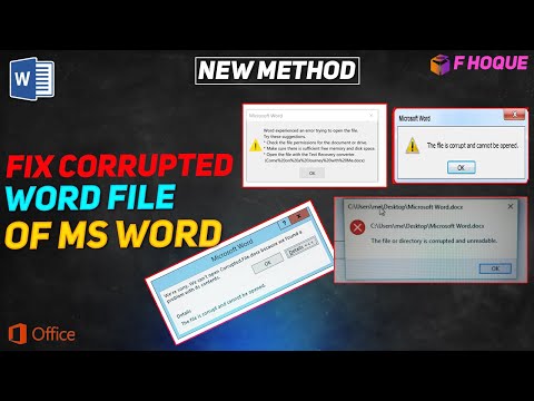 how to Recover and Repair Corrupted Word File |F HOQUE|how to fix corrupted word file by 6 methods |