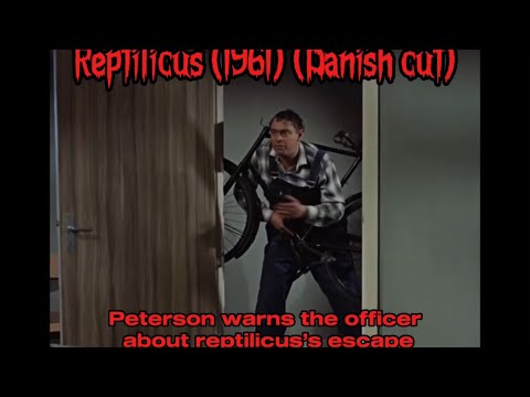 Reptilicus (1961)  Peterson warns the officer about reptilicus’s escape (Danish cut)