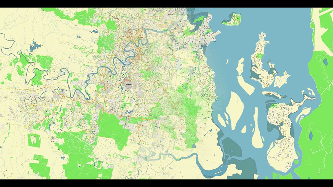 Brisbane Australia Vector Map 17B Editable Layered PDF