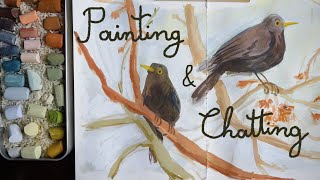 🌙 COSY ART SESSION ⭐ Painting birds with mixed media and chatting.