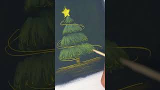 How to draw Christmas tree #oilpastel #creativeart #easydrawing #art