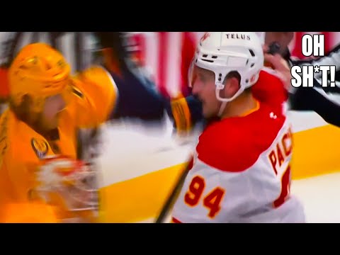 Brayden Pachal Ozzy Wiesblatt Fight | Calgary Flames vs Nashville Predators 2025 Highlights