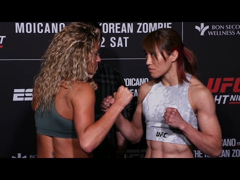 Ashley Yoder vs. Syuri Kondo - Weigh-in Face-Off - (UFC Fight Night: Moicano vs. Korean Zombie)