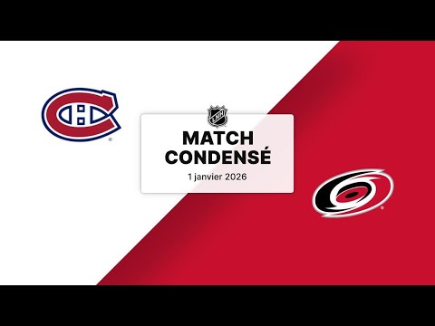 Match condensé : Canadiens @ Hurricanes 1/1/2026 (40/82) (22-12-6)