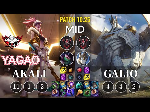 JDG Yagao Akali vs Galio Mid - KR Patch 10.25