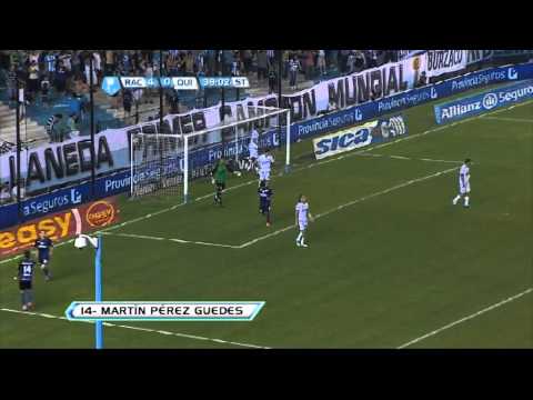 Gol de Pérez Guedes. Racing 4 - Quilmes 0. Torneo Inicial 2012. Fecha 16. Fútbol Para Todos.