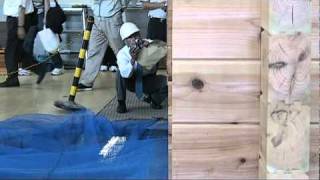 耐震実験装置２（Earthquake-proof experiment device2　Japan Log House Assosiation ）