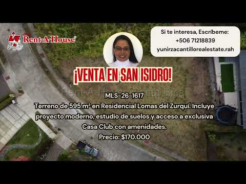 Venta San Isidro Lote con Planos y Vistas en Residencial Lomas del Zurquí