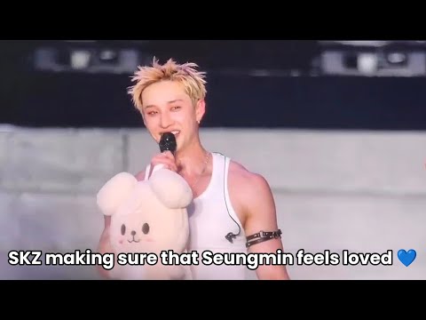 Straykids members making sure that Seungmin is loved! 💙 