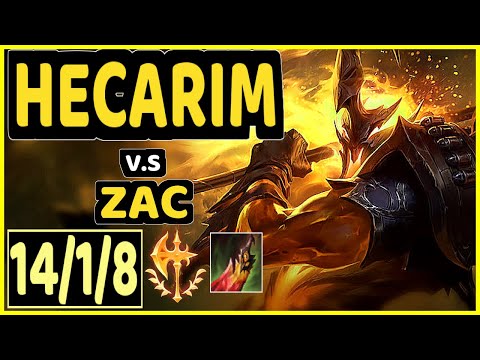 HARU (HECARIM) vs ZAC - 14/1/8 KDA JUNGLE GAMEPLAY - KR Ranked GRANDMASTER