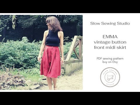 DIY Vintage Button Front Midi Skirt Emma / Sewing Tutorial / PDF Sewing Pattern