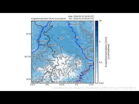 TerrSysMP monitoring run 2018-01-23 - terrestrial evapotranspiration - NRW (24h)