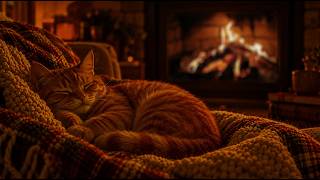 No Ads🐱🔥 Cozy Anti-Anxiety Ambience: Cat Purr & Roaring Fire | Insomnia Relief, Sleep & Study ASMR