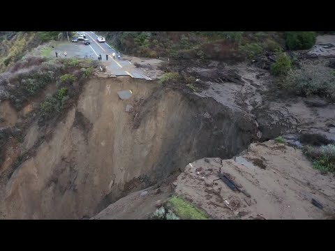 RAW: Drone Video Shows Extent Of Washout Damage To State Highway 1