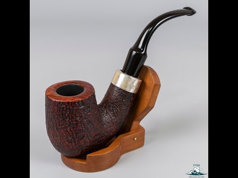 1994 Handmade Peterson House Pipe Huge Sandblasted Bent Silver Mounted P-Lip