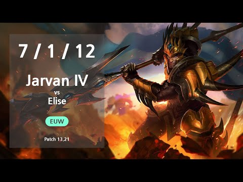 Jarvan IV Jungle vs Elise - EUW GrandMaster Patch 13.21