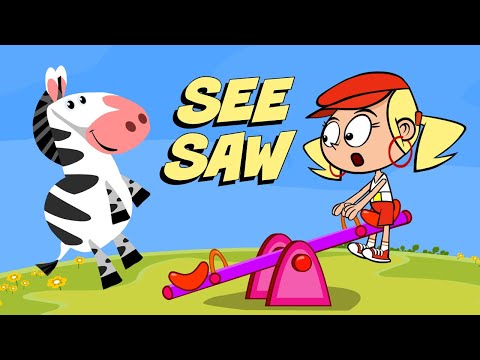 Kids songs - SEE SAW by Preschool Popstars - cartoon children's music video with animals and pirates