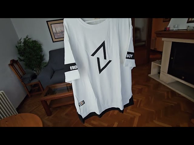 Vídeo relacionado con Camiseta de Manga Corta con Cuello Redondo y Estampado de Alfabeto Degradado de Verano (Dark Blue, S)