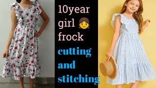 10 Year girls frock cutting and stitching/ frock d