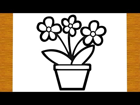 COMMENT DESSINER ET COLORER UN POT DE FLEURS | Dessins faciles