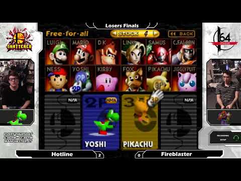 Smash 64: Hotline (Yoshi) V Fireblaster (Mario/Falcon/Pikachu) - Shattered 100 Tourney