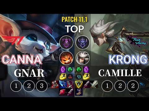 T1 Canna Gnar vs RNW KronG Camille Top - KR Patch 11.1