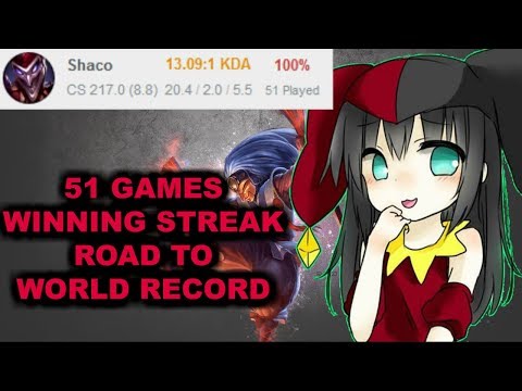 51 Games Shaco Winningspree - Road to Worldrecord [League of Legends] Full Gameplay - Infernal Shaco