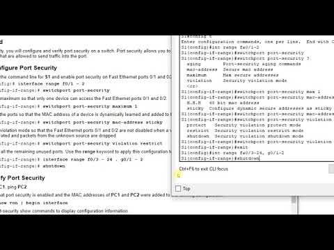 Packet Tracer 11.1.10 - Implement Port Security