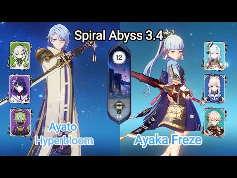 C0 Ayato Hyperbloom & C0 Ayaka Freze - New Spiral Abyss 3.4 - Floor 12 9 star