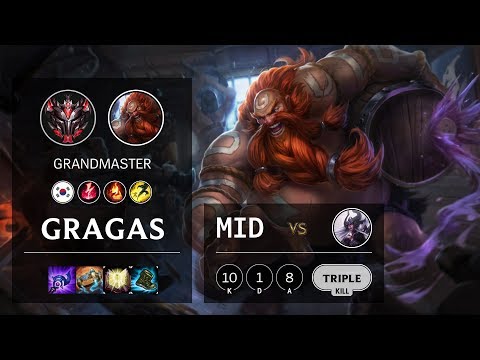 Gragas Mid vs Syndra - KR Grandmaster Patch 10.10