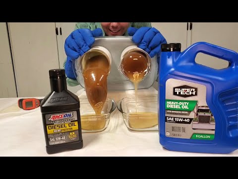 AMSOIL Vs Super Tech 15W-40 Heavy Duty Diesel Motor Oil Cold Flow Test