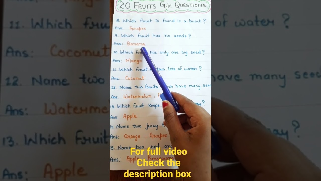 20 Fruits Gk Questions for Nursery Lkg | Fruits Gk Quiz |#shorts