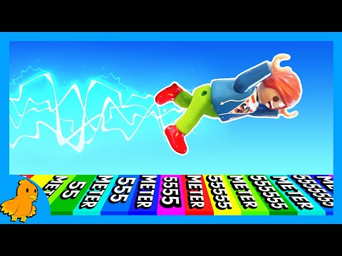 Playmobil Familie Vogel: Zum 1.MAL spielt Julian Fly Race! Wie weit kann er springen? (Roblox)