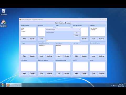 Excel Grocery List Template Software